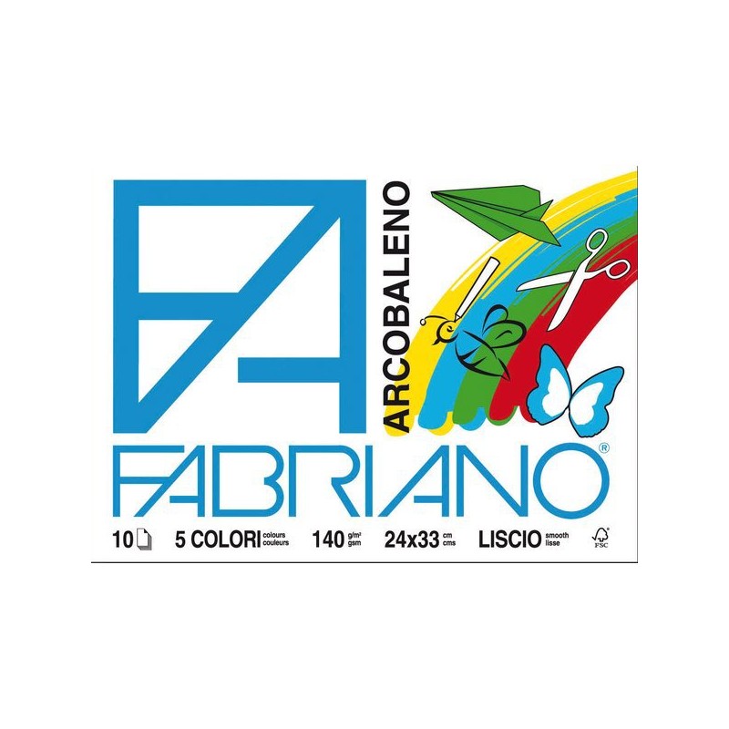 Album Fabriano  colorato arcobaleno - 24x33 cm - 10 fogli