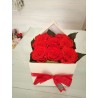 Box avorio con 8 rose stabilizzate Rosse cm 6