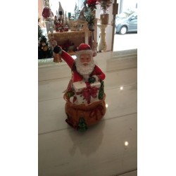 Carillon Babbo Natale resina rosso con luci - H 20cm
