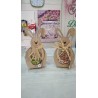 Coniglio legno con vaso 23 cm vari colori