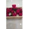 Box in legno con 5 Rose Rosse Stabilizzate da 2,5 cm
